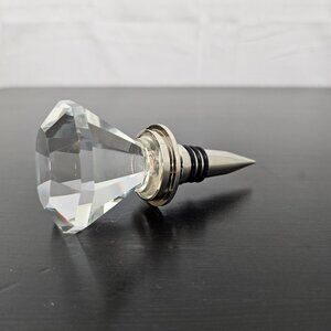 Clear Crystal Diamond Cut Wine Bottle Stopper Faceted Glass Barware